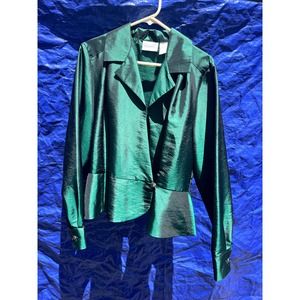 Worthington green sheen blouse size 14 Tall